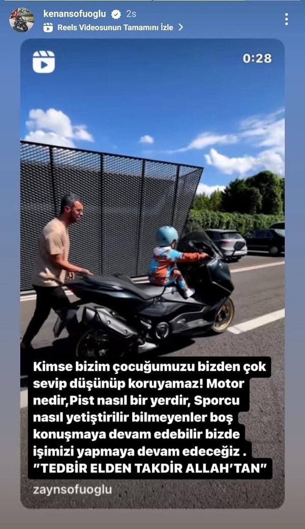 Kenan Sofuoğlu ise yaptığı paylaşımla kendisine gelen eleştirilere yanıt verdi: