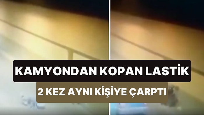 Motorcuya Çarpan Kamyon Lastiği Hırsını Alamayıp Geri Dönerek Tekrar Aynı Motorcuya Çarptı