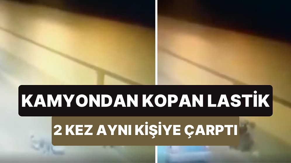 Motorcuya Çarpan Kamyon Lastiği Hırsını Alamayıp Geri Dönerek Tekrar Aynı Motorcuya Çarptı