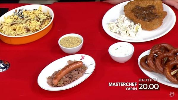 Bu akşam yarışmacılardan istenen yiyecekler ise Alman mutfağına ait. Yarışmacılar Alman yemekleriyle bir menü çıkartacak.