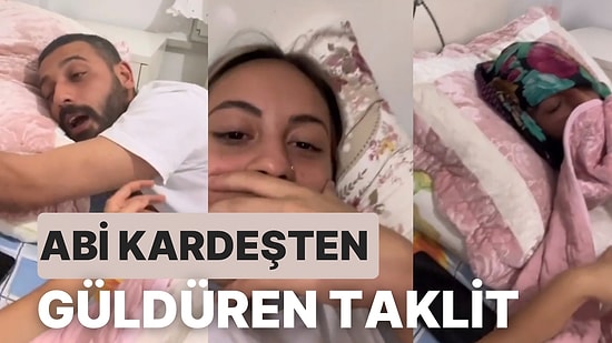 Anne ve Babalarının Uyanışlarını Taklit Eden Abi - Kardeşin Eğlenceli Anları Herkesi Güldürdü