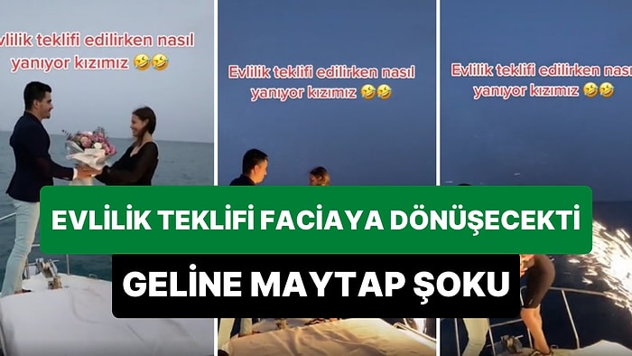 Teknede Evlilik Teklifi Alan Kadın Hem Denize Düşme Korkusu Yaşadı Hem de Maytap Nedeniyle Az Kalsın Yanacaktı