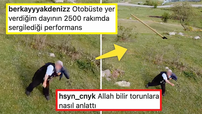 Drone'a Balta Atarak Battal Gazi Filmlerindeki Sahneleri Aratmayan Dayının Görenleri Güldüren Görüntüleri