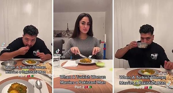 'Bir Türk kadını Pakistanlı bir erkekle evlendiğinde' diyerek yemek yeme videosu paylaşan Burçin isimli kadın, 'Ümit Özdağ duvarı yumrukluyor şu an' gibi yorumlara maruz kaldı.