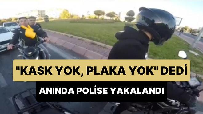 'Kask Yok, Plaka Yok' Diyerek Başka Motosikletliyle Konuşurken Polise Yakalandı: 'Git, Git Ceza Yiyeceksin'