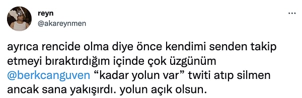 Ardından Berkcan Güven'i etiketlediği bir tweet daha paylaştı Reynmen.