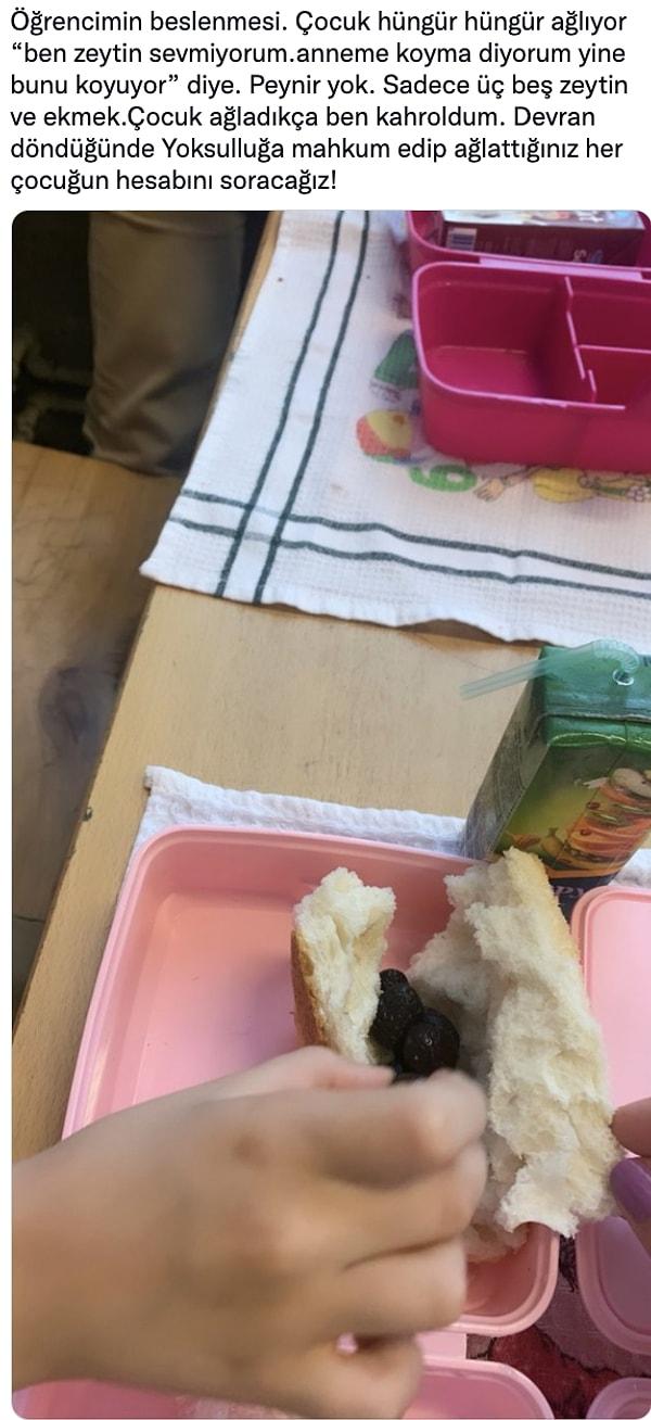Bir diğer öğretmen de öğrencisinin beslenme çantasını paylaştı. Öğrencinin yazdıkları ise içimize fil gibi oturdu.