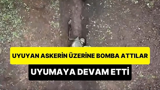 Siperde Uyuyan Rus Askerinin Üzerine Drone ile Bomba Atıldığını Gösterdiği İddia Eden Görüntüler