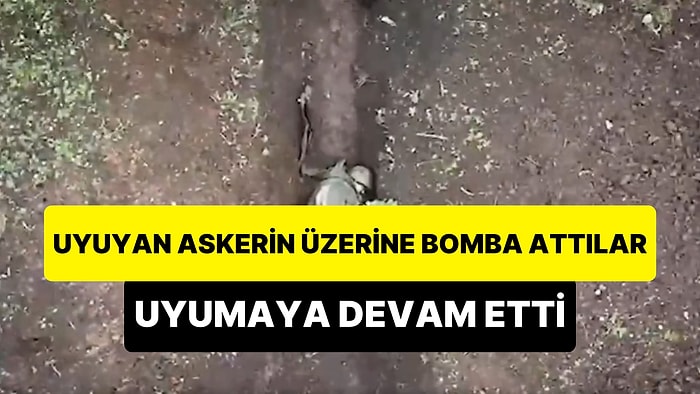 Siperde Uyuyan Rus Askerinin Üzerine Drone ile Bomba Atıldığını Gösterdiği İddia Eden Görüntüler