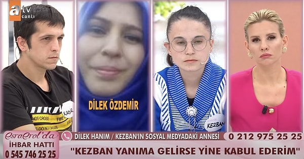 "Kezban'ın kocasını bıçakladığını duyduğunuzda da mı korkmadınız? Evinizde eşiniz, üç çocuğunuz ve yaşlı kayınvalideniz var. Can güvenliğinizden endişe etmediniz mi?" sorusuna ise "Hayır" cevabı veren Dilek Hanım, "Kezban yine gelirse yine kabul ederim" diyerek kimseye söyleyecek bir laf bırakmadı...