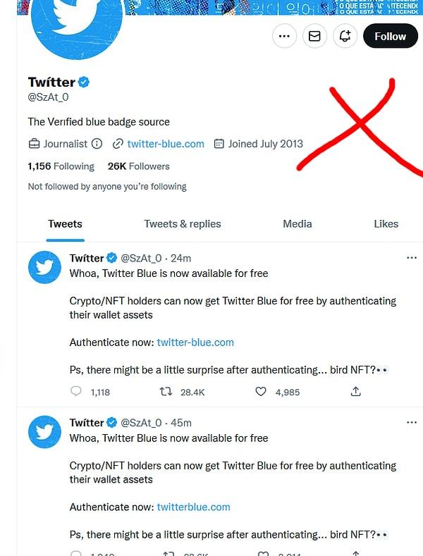İş o kadar garip yerlere gitmiş ki birileri Twitter Verified hesabını da kopyalamış. Bu hesap aslında gerçek mavi tik hesapları takip etmek ve sorunlarını çözmek için kullanılıyor.