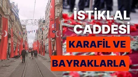 İstiklal Caddesi, Bayraklar ve Karanfillerle Doldu