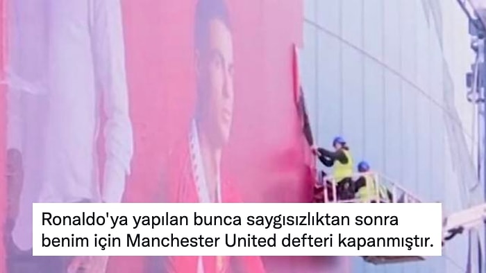 Bunu da Gördük! Cristiano Ronaldo'nun Manchester United Stadyumundaki Posteri Söküldü