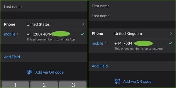 Birleşik Krallık ve ABD numaralarının yer aldığı test örneğinde WhatsApp kullanıcısı oldukları doğrulandı.