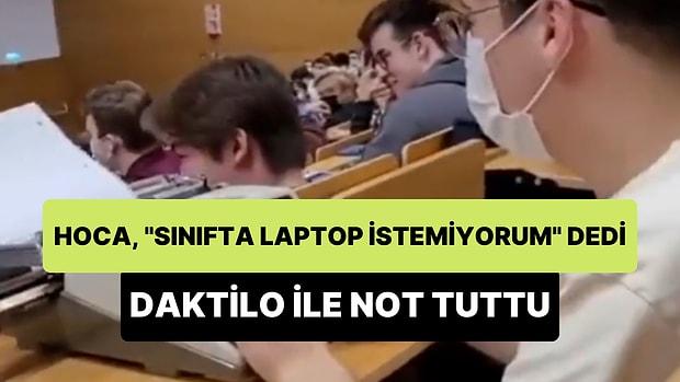 'Derste Laptop ile Not Tutulmasını İstemiyorum' Diyen Profesörü Sınıfa Daktilo Getirerek Pişman Eden Genç