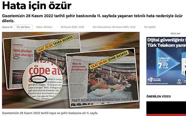Hatanın sayfa tasarımcısı tarafından yapıldığını ve ‘kopyalama-yapıştırma’dan kaynakladığını belirten gazete, İstanbul baskısında sorunun düzeltildiğini de ekledi.