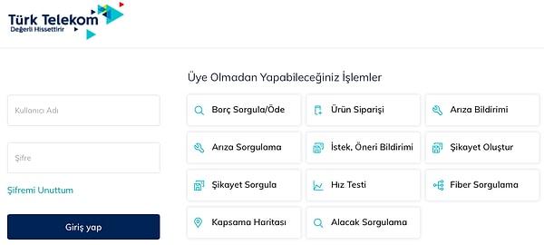 Türk Telekom yardım sayfası