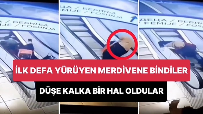 Hayatlarında İlk Defa Yürüyen Merdivene Binen Kadınların Düşe Kalka Bir Hal Oldukları Anlar
