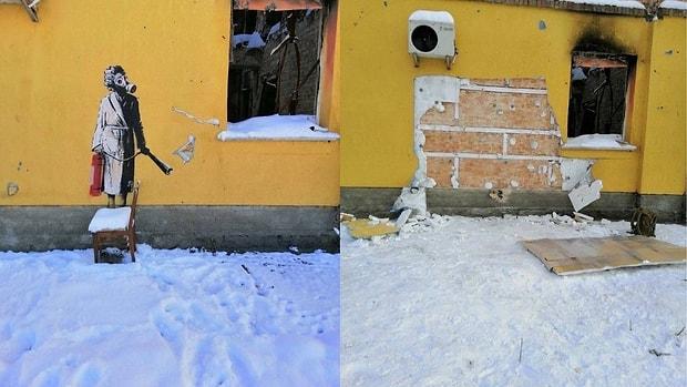 Dünyaca Ünlü Duvar Ressamı Banksy'nin Ukrayna'daki Eseri Çalınmak İstendi