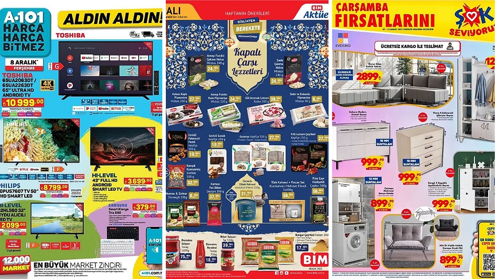 İndirim Günleri Başlıyor! 5-11 Aralık Haftasında A101, BİM, ŞOK ve Vidyodan Aktüel Ürünler Listesinde Ne Var?