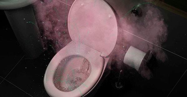 Tuvalette klozet kapağı açıkken sifon çekmek havada bir zerrecik bulutu oluşturuyor.