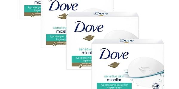 12. Dove Beauty Cream Bar Micellar Hassas Ciltler için Nemlendirici Etkili 90 g x 4 Adet