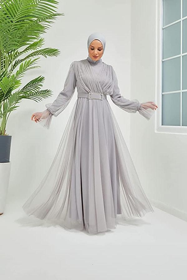 12. Moda Echer Tesettür Abiye Elbise