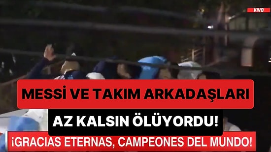 Otobüs Üstünde Şampiyonluğu Kutlayan Messi ve Takım Arkadaşları, Az Kalsın Elektrik Kablolarına Çarpacaktı!