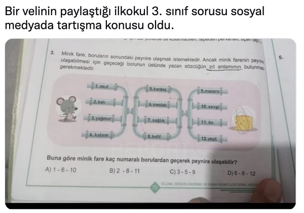 Geçtiğimiz günlerde 3. sınıf öğrencileri için sorulan soru sosyal medyada gündem oldu.