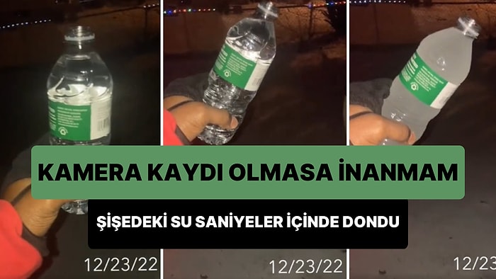 Son Yılların En Soğuk Kışını Geçiren ABD'de Kapağı Açılan Pet Şişenin İçindeki Su Saniyeler İçinde Dondu!