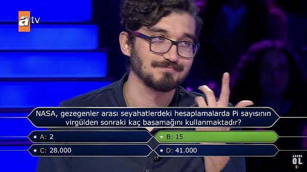100.000 lira değerindeki soruya risk alarak yanıt veren Akbaş yarışmadaki başarılı ilerleyişini sürdürdü.