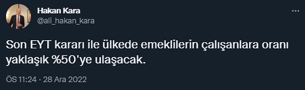 Yukarıda da hesapladığımızı Prof. Dr. Hakan Kara hap olarak vermiş zaten. Sizin EYT yorumunuzu da çok merak ediyoruz. Haydi yorumlara👇👋