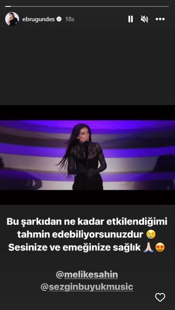 7. Ebru Gündeş'ten "Dön Ne Olur" şarkısını seslendiren Melike Şahin ile ilgili bir paylaşım geldi!