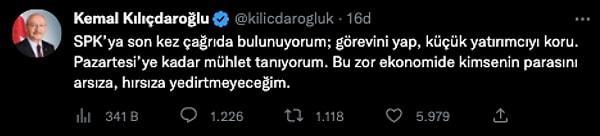 Sosyal medya hesabından açıklama yapan Kılıçdaroğlu şunu söyledi: