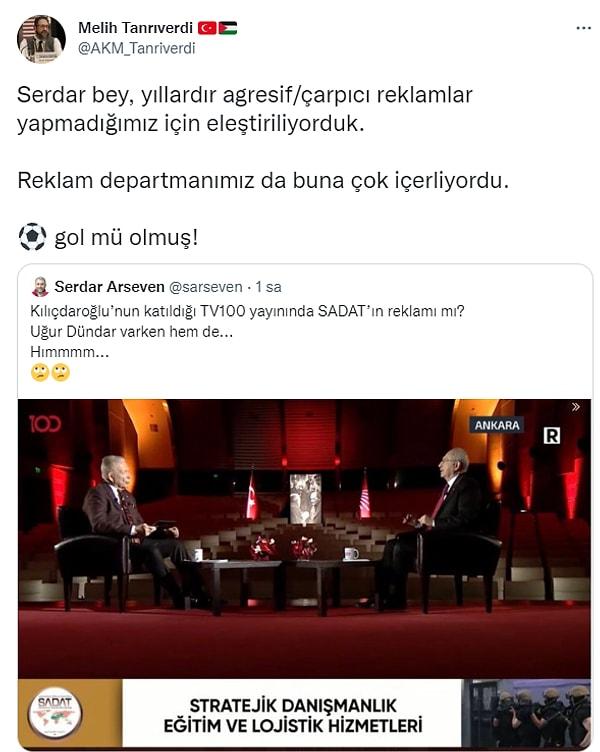 Melih Tanrıverdi sosyal medya hesabından şu tweeti paylaştı: