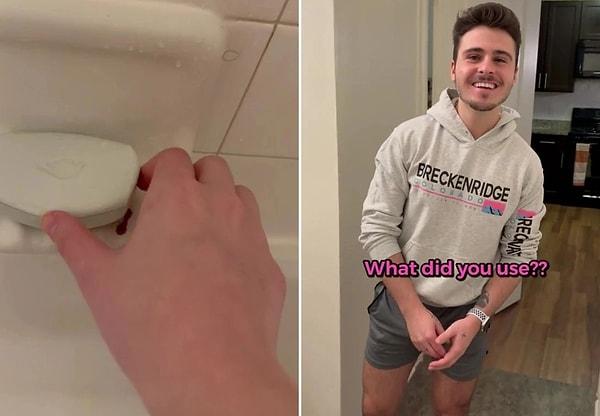 Bir kadın, erkek arkadaşının duşta sabun ve şampuan kullanmadığını fark edince onu test etmek istedi.