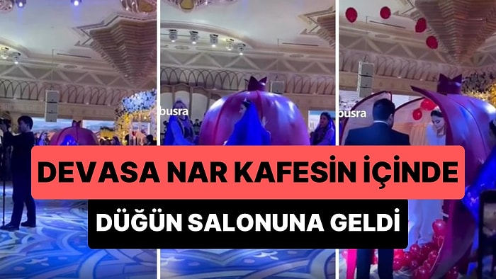 Düğün Salonuna Devasa Bir Nar Kapsülü İçerisinde Gelen Gelin