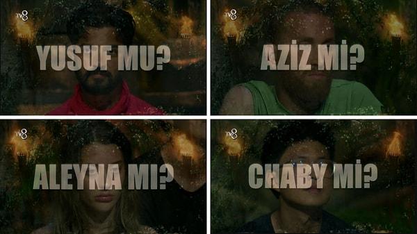 Peki bu akşam Survivor 2023'te kim elenecek? Potada Yusuf Güney, Aziz, Aleyna ve Chaby var.