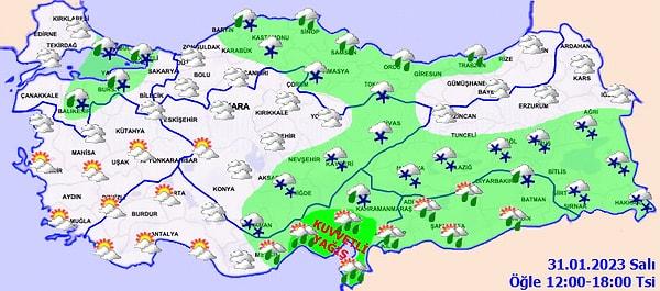 31 Ocak Salı Türkiye geneli hava durumu