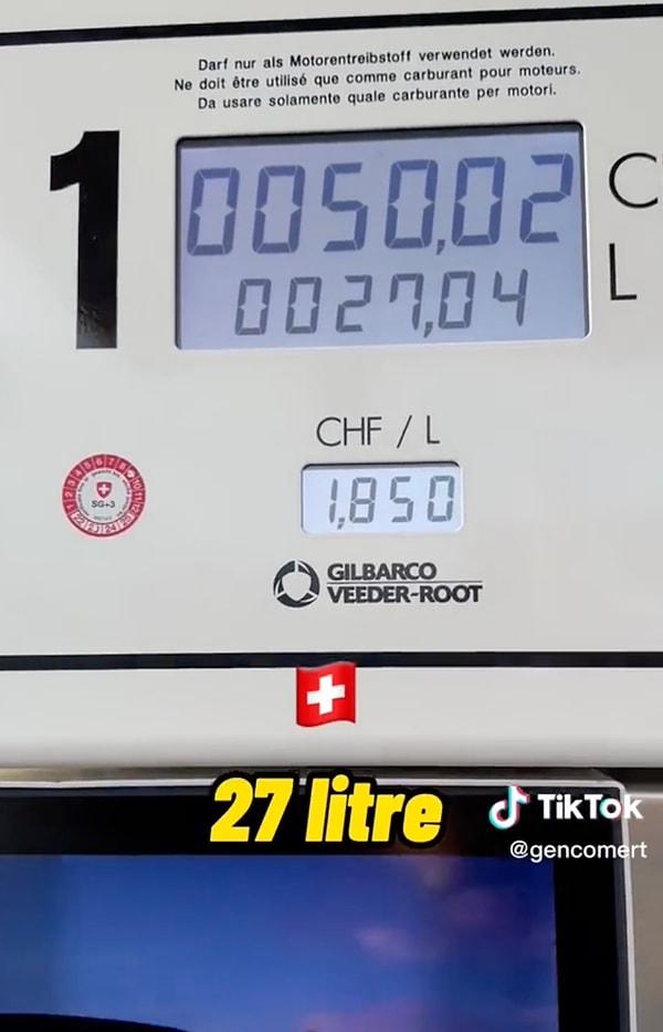 2 saat çalışarak İsviçre'de 27 litre benzin almak mümkün.