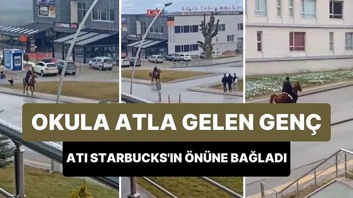 Okula Atla Gelip Atı Starbucks'ın Önüne Park Eden Genç Gündem Oldu