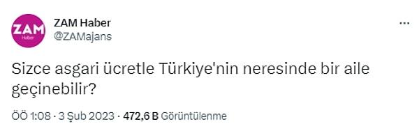 Gelelim asgari ücretle geçinme konusuna... Twitter'da "Türkiye'nin neresinde asgari ücretle bir aile geçinebilir?" sorusuna gelen cevaplar da bu durumda ilgi çekti.