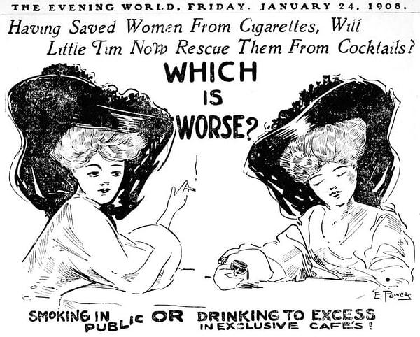 4. 1908 yılında New York'ta kadınların kamuya açık alanlarda sigara içmesi yasaktı. Sadece kadınlara özel bu yasak, 1927'de kaldırıldı.