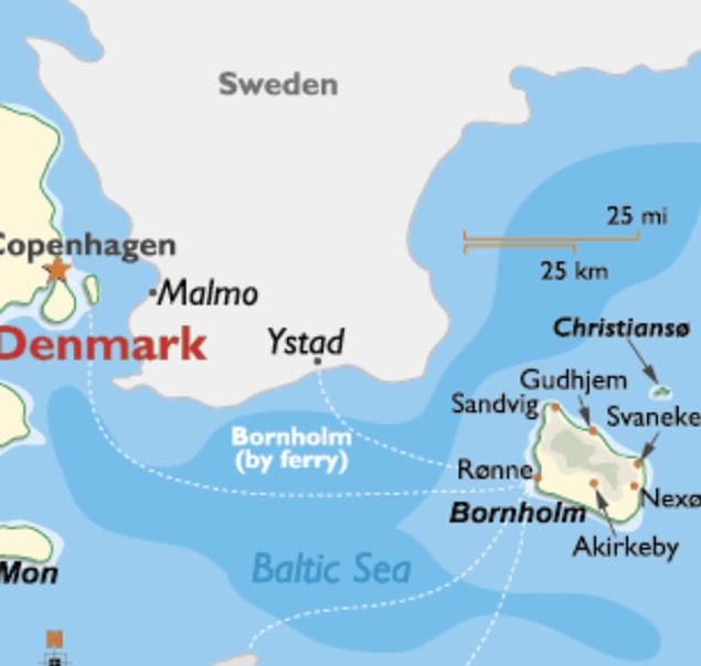 Борнхольм остров дания карта