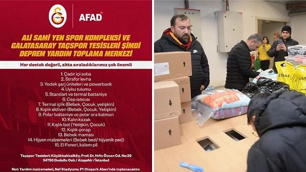 Galatasaray Spor Kulübü Depremzedeler İçin Yardım Topladıkları Adresleri Paylaştı