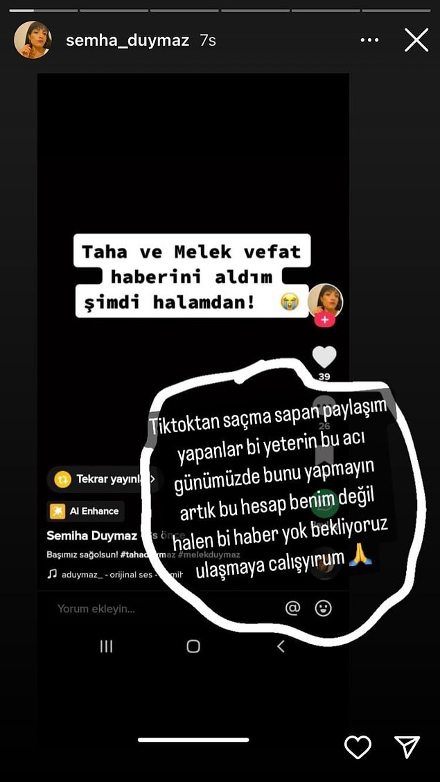 Ablası bu tarz haberler yapanları kendi Instagram hesabında paylaşarak uyardı. 👇