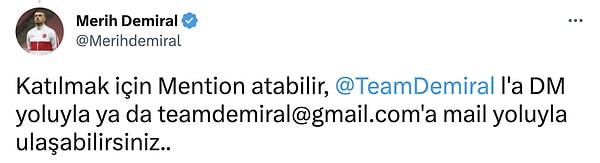 Yardım kampanyasına katılmak için Twitter'dan @TeamDemiral adresine DM atabilir ya da teamdemiral@gmail.com'a mail yoluyla ulaşabilirsiniz.