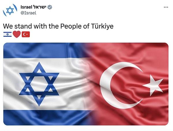 Deprem olduğu andan itibaren Türkiye'ye desteğini esirgemeyen ülkelerden bir tanesi İsrail oldu.