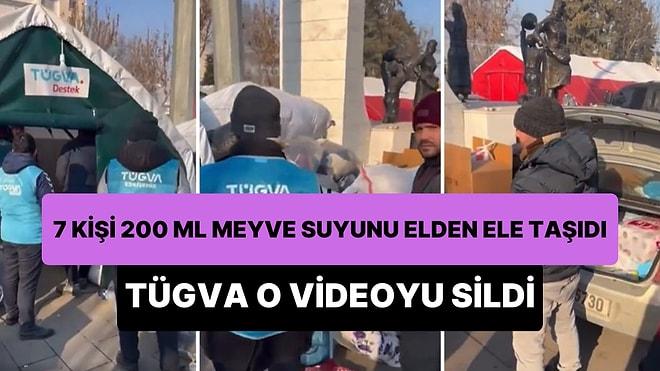 TÜGVA, Elden Ele Taşınan 200 ML Meyve Suyu Görüntüsü Tepki Çekince Yardım Videosunu Sildi