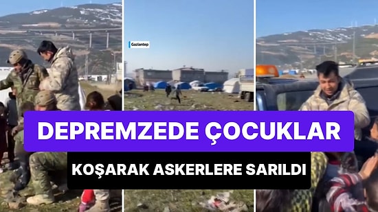 Türk Askerini Görünce Koşarak Sarılan Depremzede Çocuklar